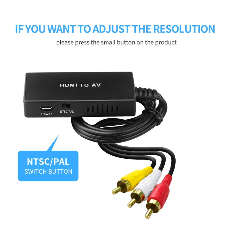 CIKIAER HDMI to RCA Converter, HDMI to AV for Apple TV, Roku, Fire Stick - Black - Image 5
